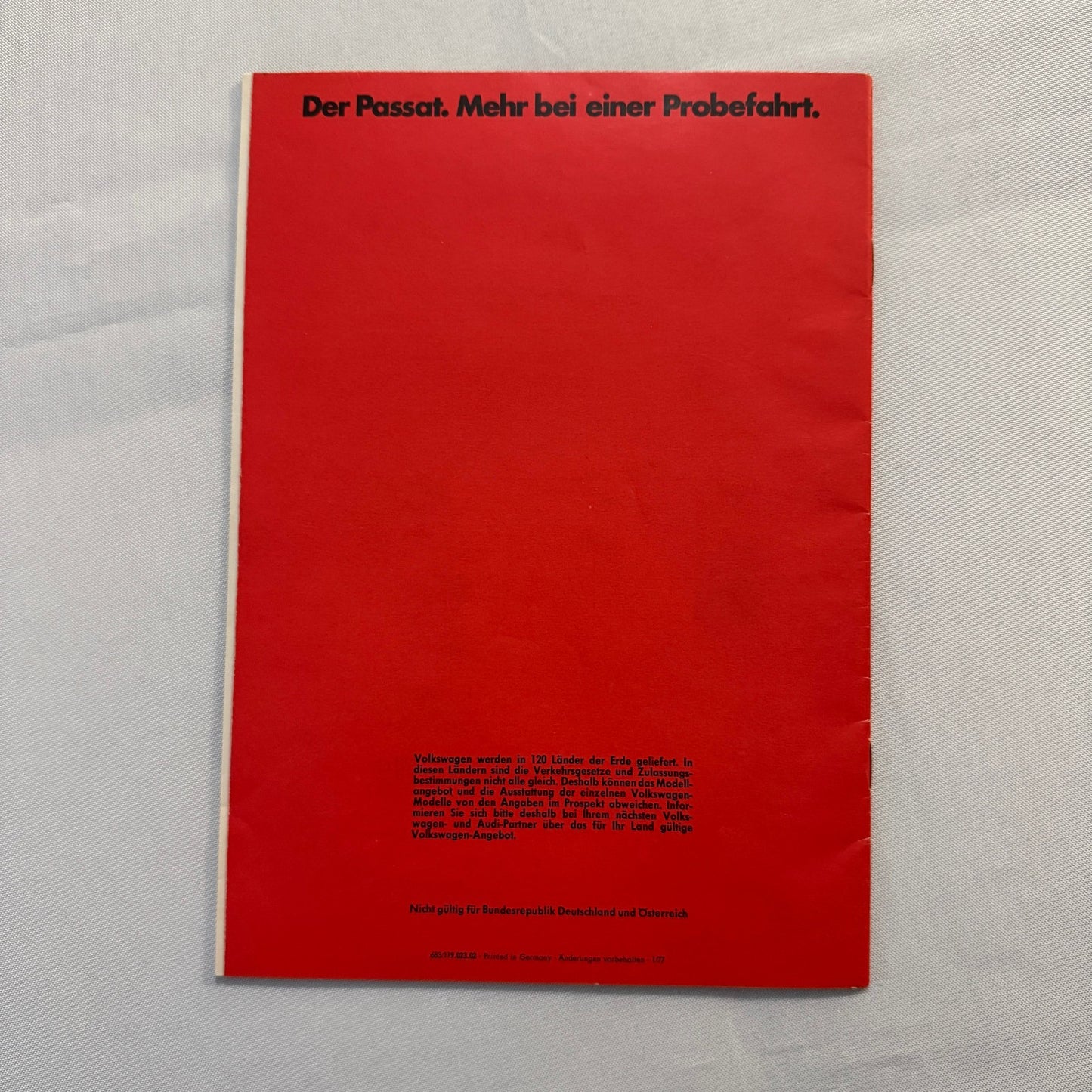 1977 Volkswagen Passat Car Sales Brochure Catalog Advertising GERMAN
