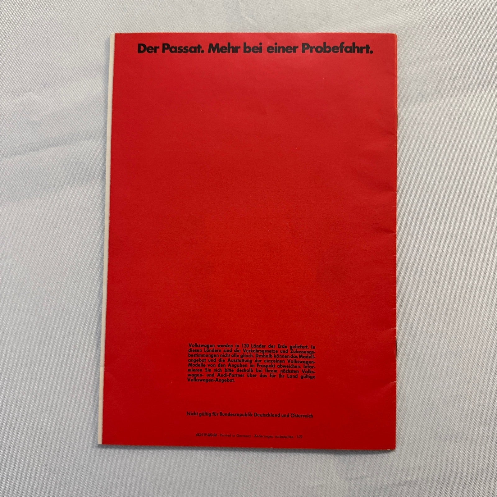 1977 Volkswagen Passat Car Sales Brochure Catalog Advertising GERMAN