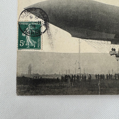 Vintage Zeppelin Airship Dirigible Postcard Post Card French La Republique 1908