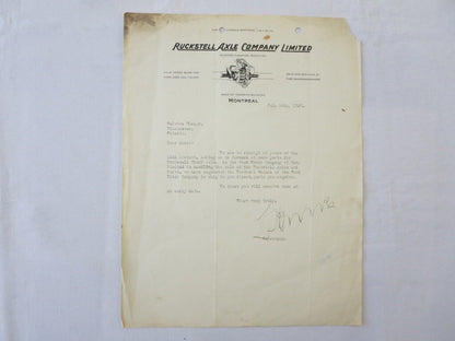 1927 Ruckstell Truck Axle Company Factory Letter FORD Letterhead