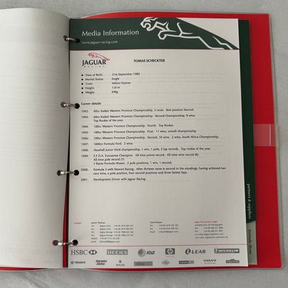 2001 Jaguar Racing Press Kit Formula 3 Formula One F1 Photos Eddie Irvine