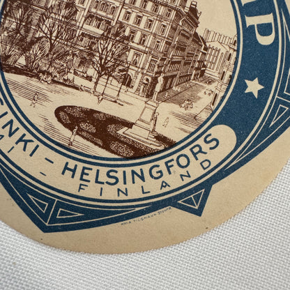 Vintage Travel Luggage Label Hotel Kamp Helsinki Finland Finnish