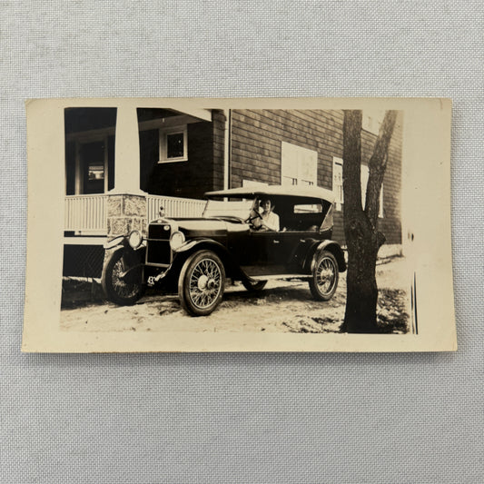 Vintage Photo Photograph Woman in Antique Ford Car