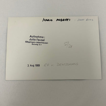 Vintage Racing Photo Mario Andretti 1969 German Grand Prix Motorsport Dave Sims