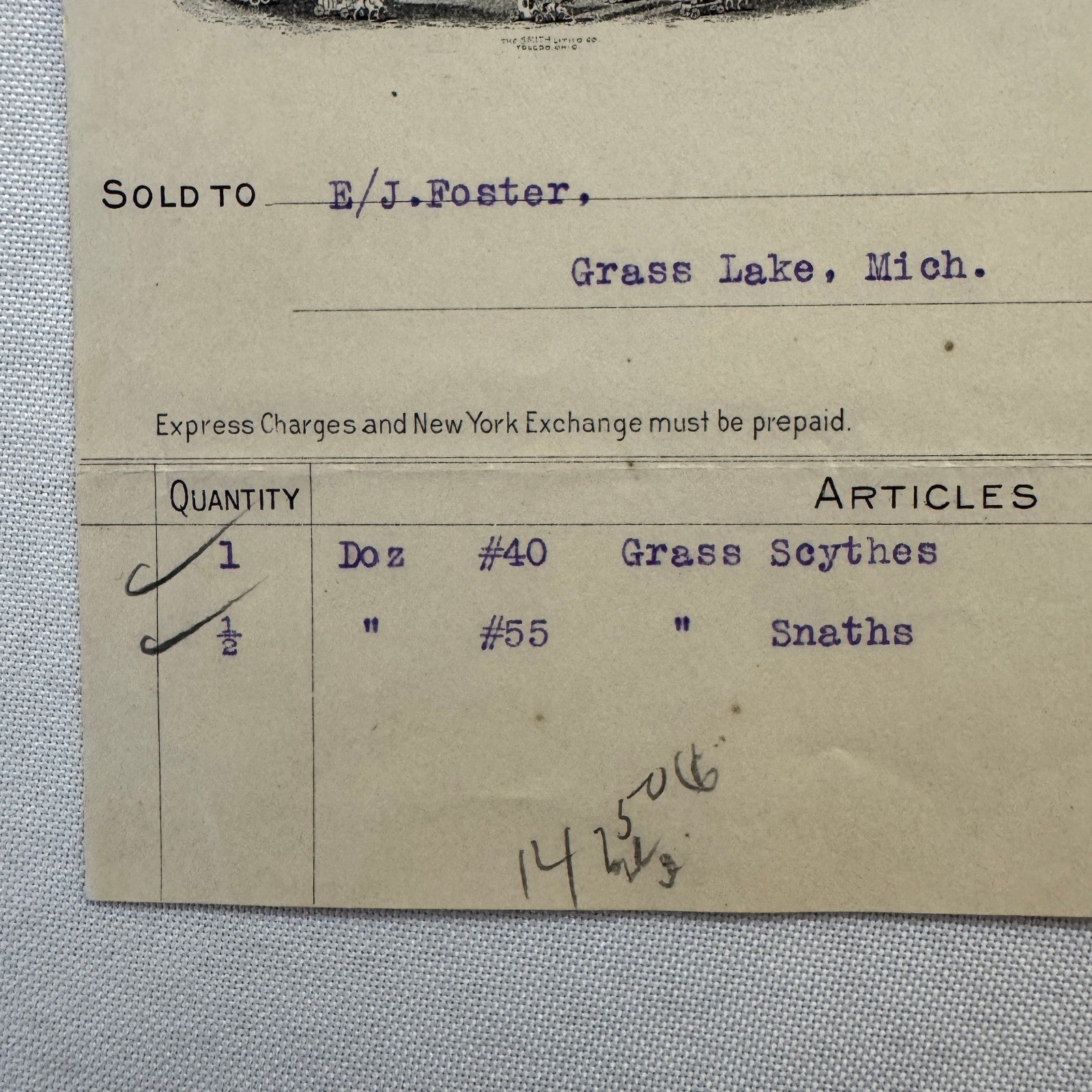 Bostwick Braun Company Document 1908 Antique Invoice Receipt Ephemera Toledo OH