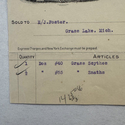 Bostwick Braun Company Document 1908 Antique Invoice Receipt Ephemera Toledo OH