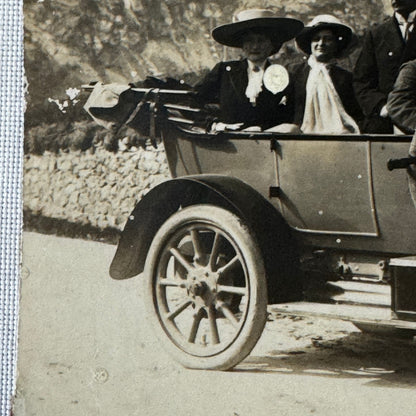Vintage Photograph People in Early Car Automobile Mountains Antique