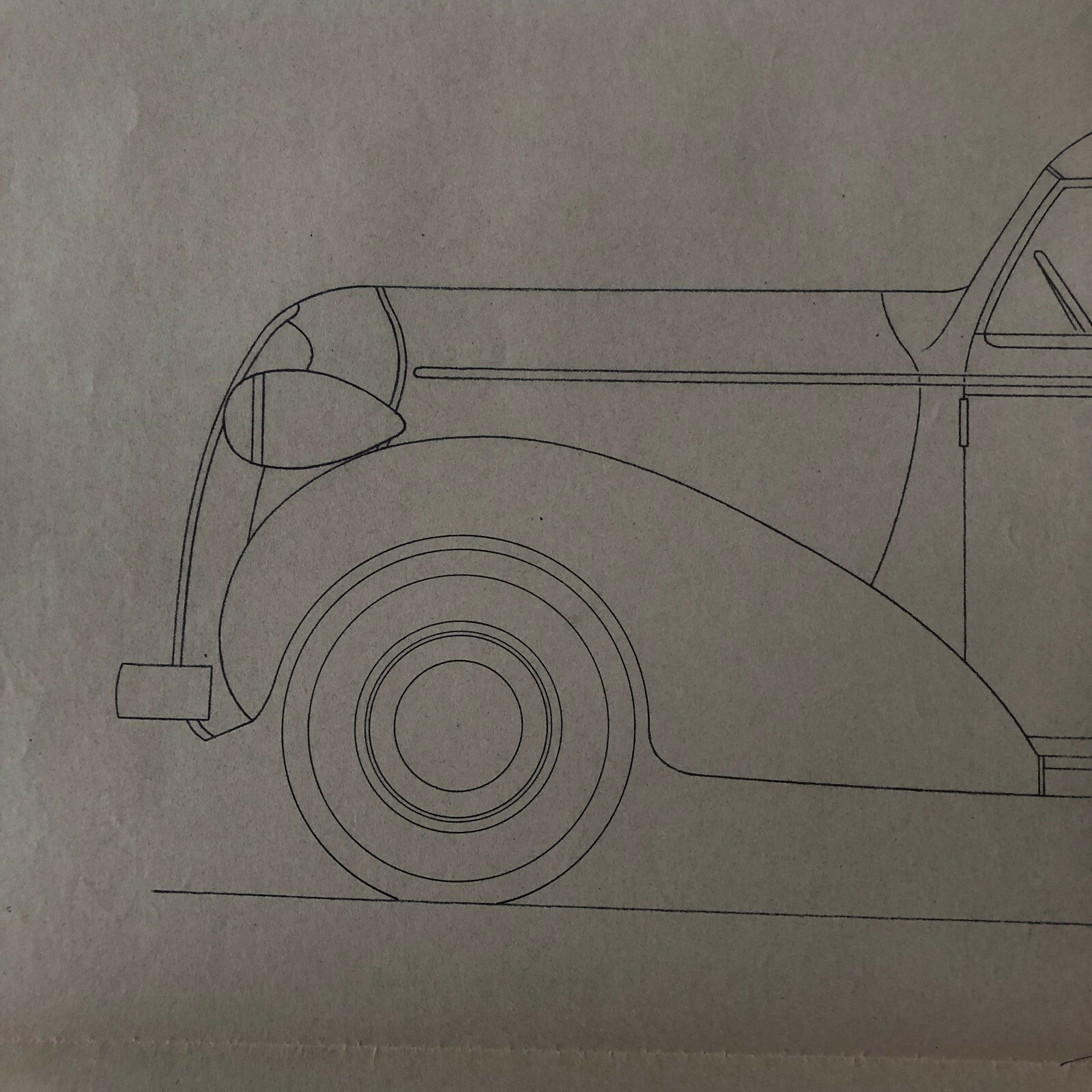 1936 Coachbuilder Car Design Blueprint Rendering Blue Print Coupe