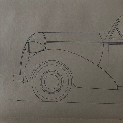 1936 Coachbuilder Car Design Blueprint Rendering Blue Print Coupe