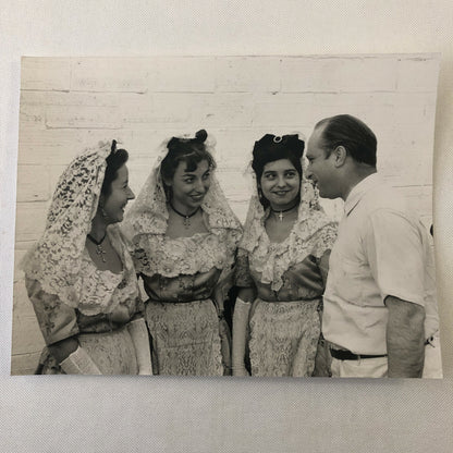 Vintage Juan Manuel Fangio Racing Driver Photo Photograph Print with Women