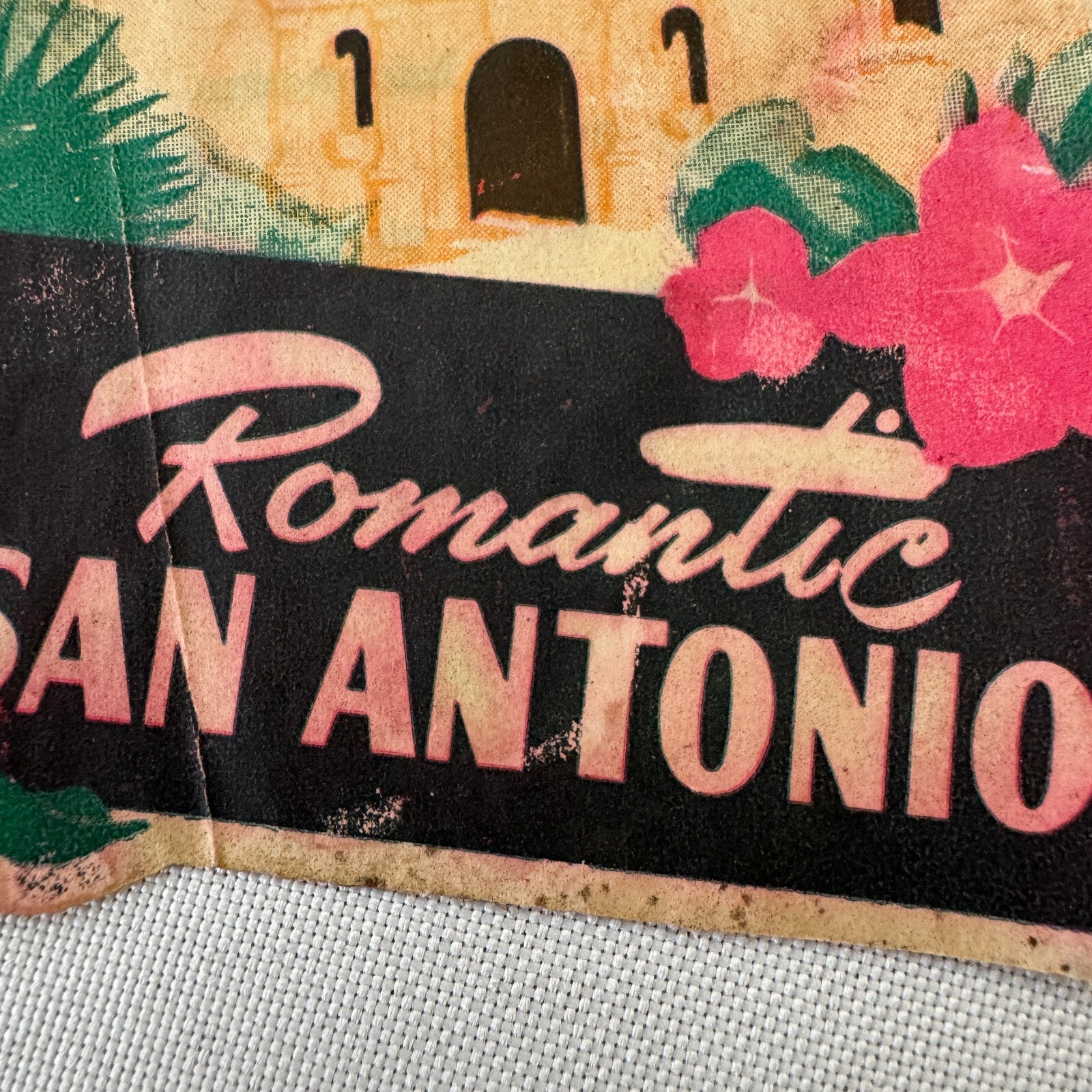 Romantic San Antonio Texas Travel Luggage Label Vintage