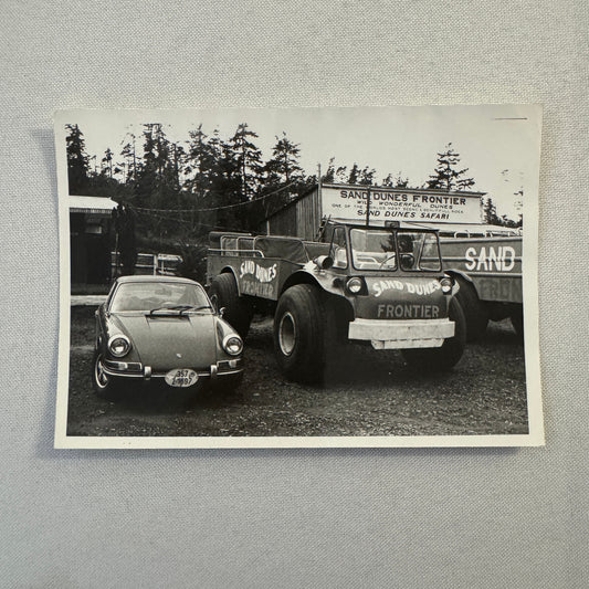 Vintage Porsche 911 Car with Sand Dune Trucks Photo Photograph