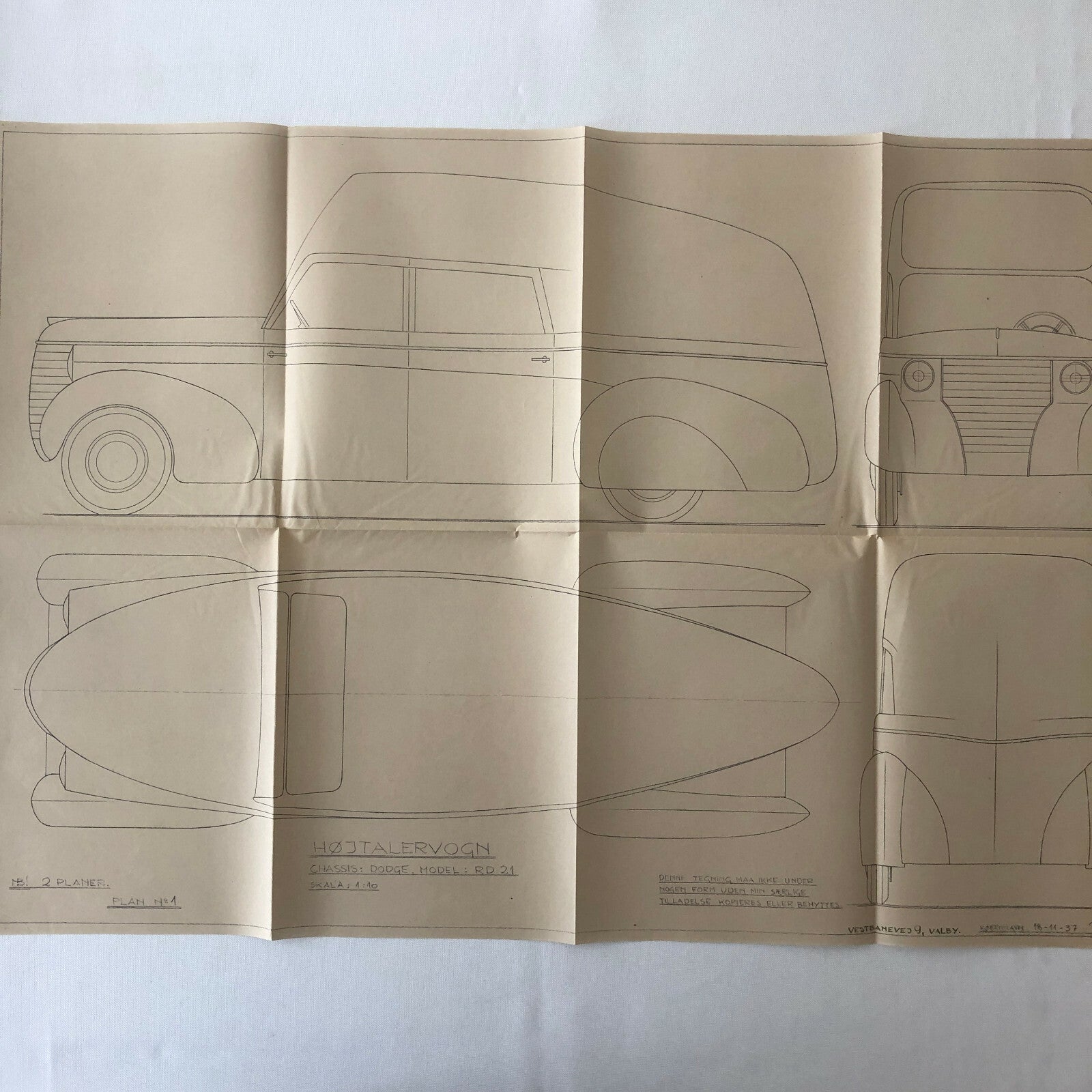 1937 Coachbuilder Truck Design Blueprint Rendering Blue Print Panel Van Dodge 