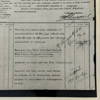 Fabrique Nationale FN Car Automobile Purchase Document Photograph Lot 2x