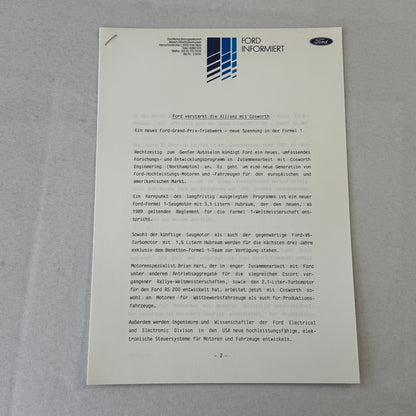 1987 Ford Sierra Cosworth XR4Ti Racing Team Press Kit Photos GERMAN