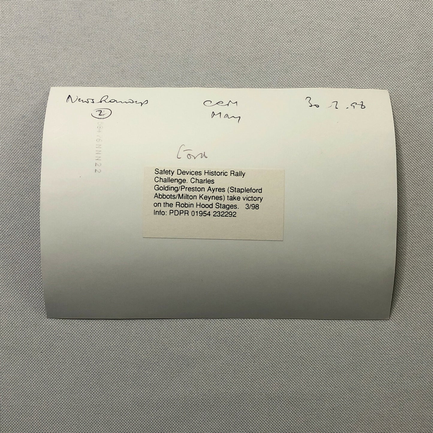 Vintage Ford Rally Car Photo Photograph Print - 1998 Historic Challenge 