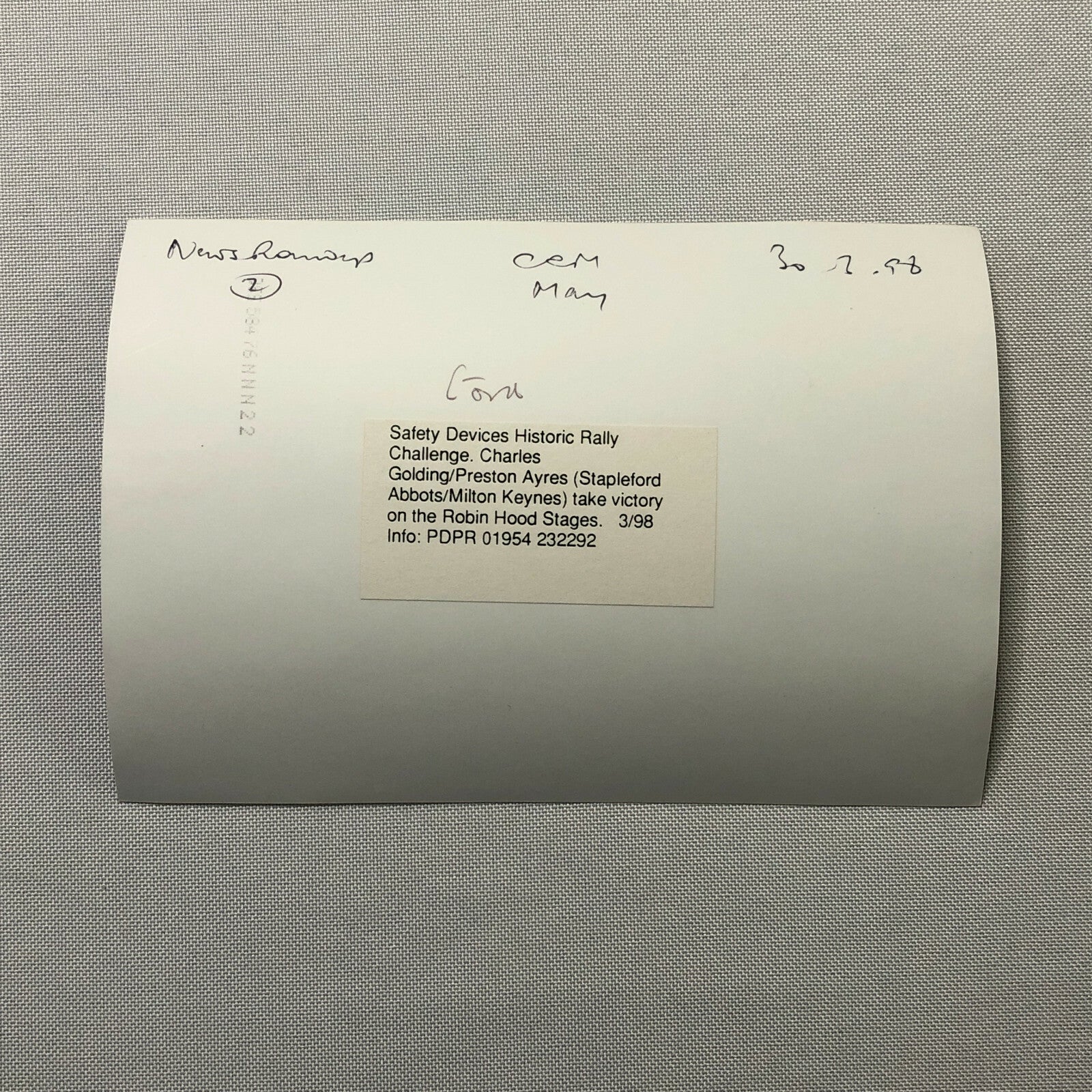 Vintage Ford Rally Car Photo Photograph Print - 1998 Historic Challenge 