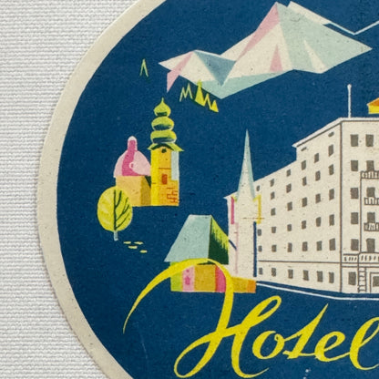 Vintage Travel Luggage Label Hotel Pitter Salsburg Austria