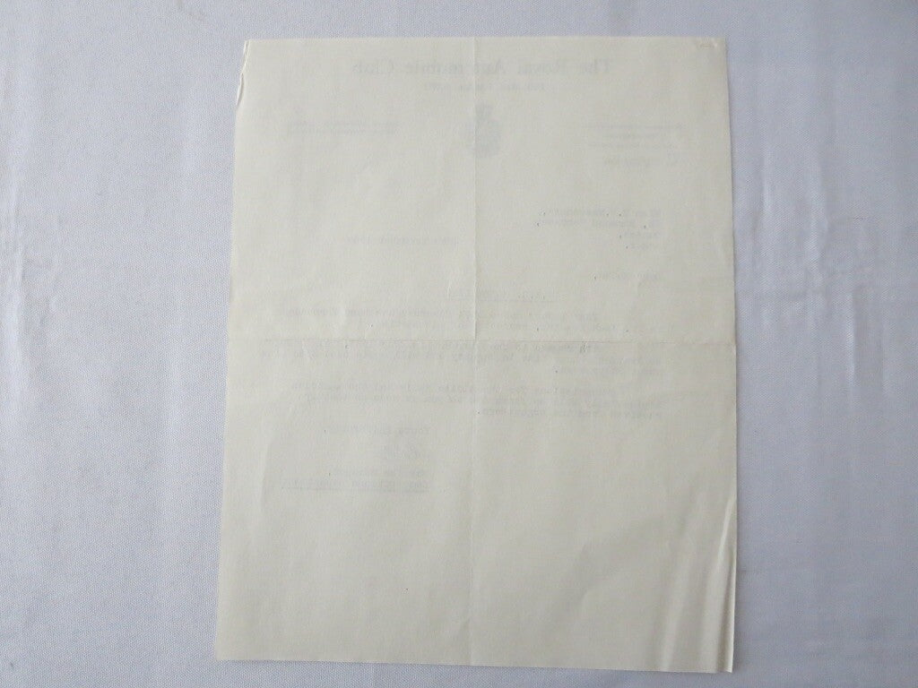 1960 Royal Automobile Club London Letter Letterhead