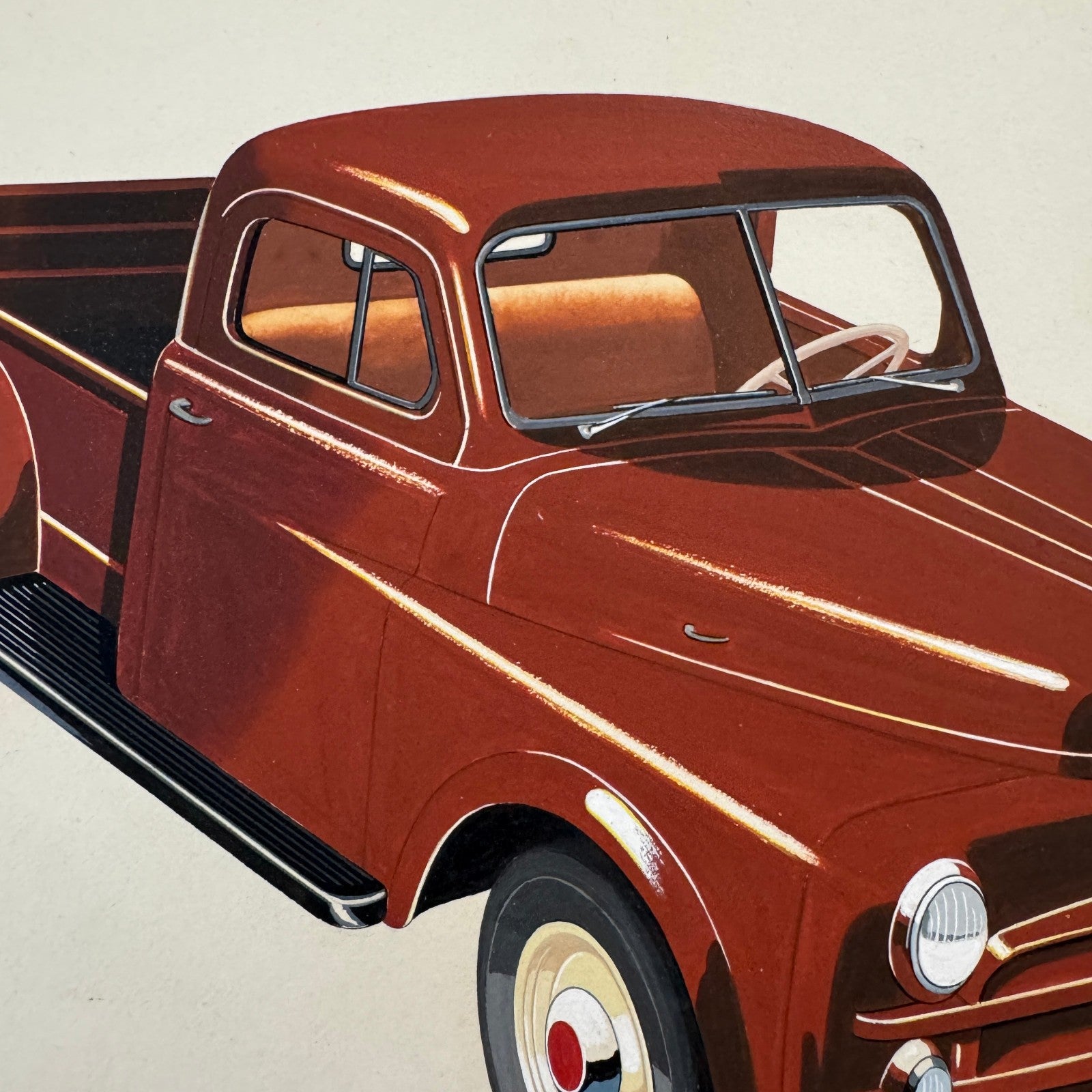 Vintage Pickup Truck Concept Car Design Sketch Rendering Illustration Original