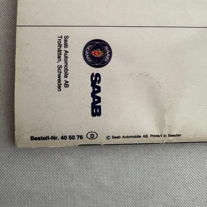 1993 Saab 900 Owners Manual Instruction Guide Book Saab Turbo GERMAN