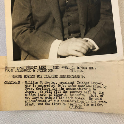 Press Photograph Photo President Coolidge Ambassador to Japan Portrait 1925