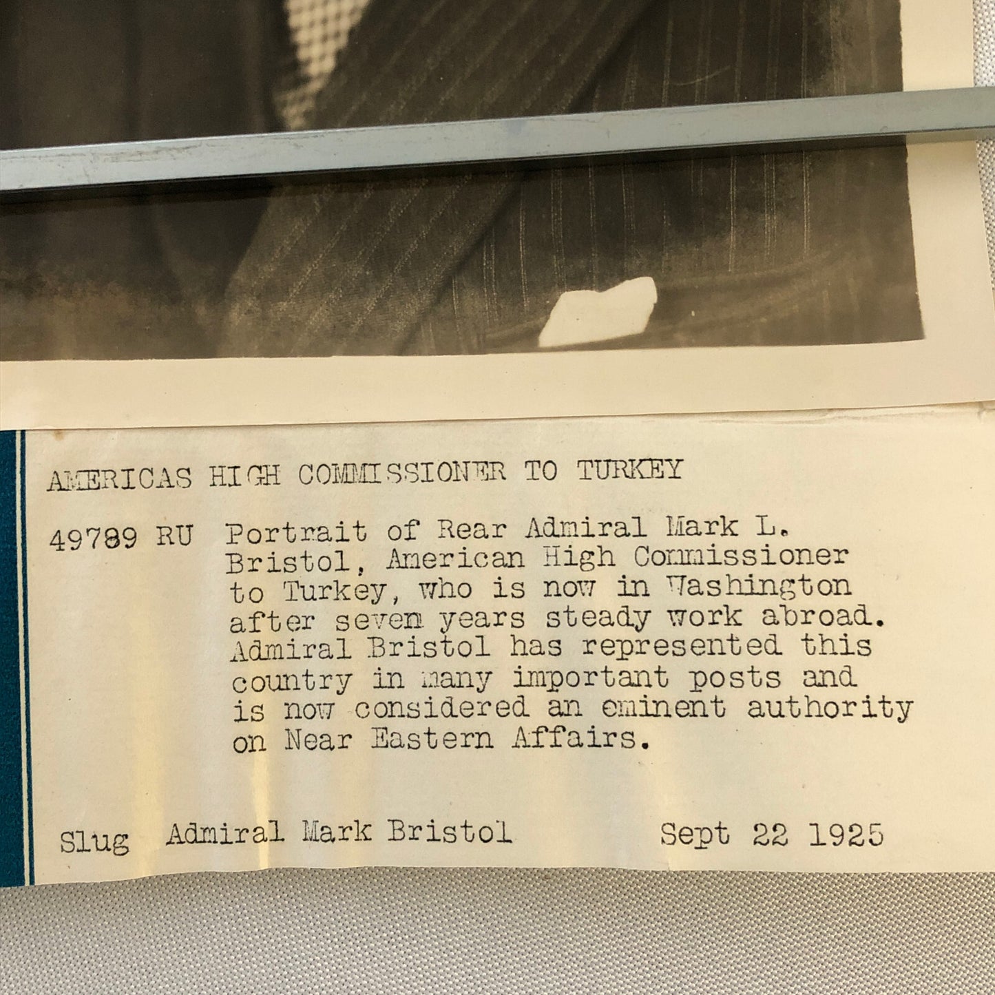 Press Photograph Photo American Ambassador to Turkey 1925 Mark L Bristol