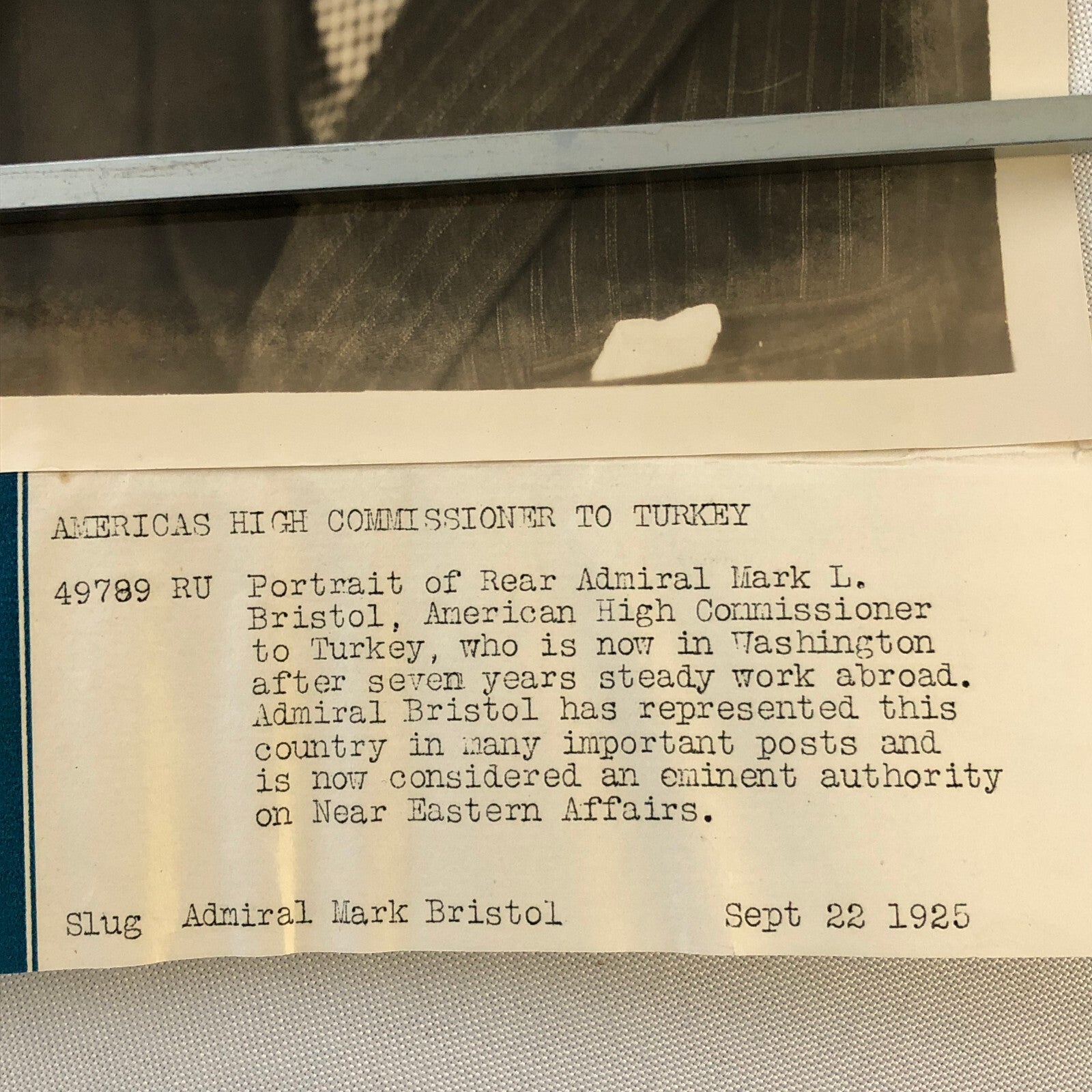 Press Photograph Photo American Ambassador to Turkey 1925 Mark L Bristol