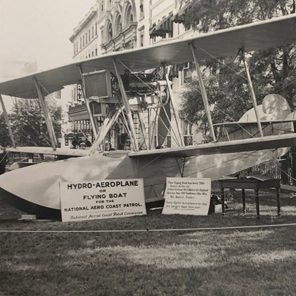 Antique Glass Plate Lantern Slide Men Flying Boat Airplane Aircraft Aviator