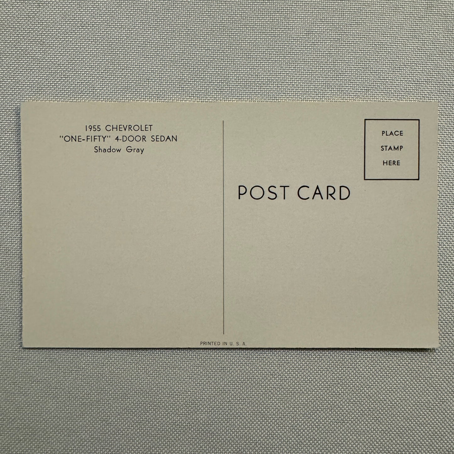 1955 Chevrolet One Fifty 4-Door Sedan Factory Advertising Postcard Vintage