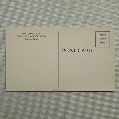 1955 Chevrolet One Fifty 4-Door Sedan Factory Advertising Postcard Vintage