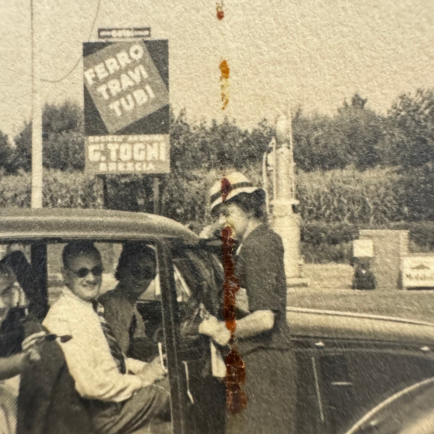 Vintage Photograph Photo Print People with Car Automobile European
