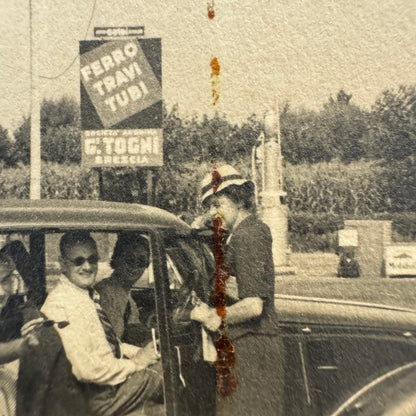 Vintage Photograph Photo Print People with Car Automobile European