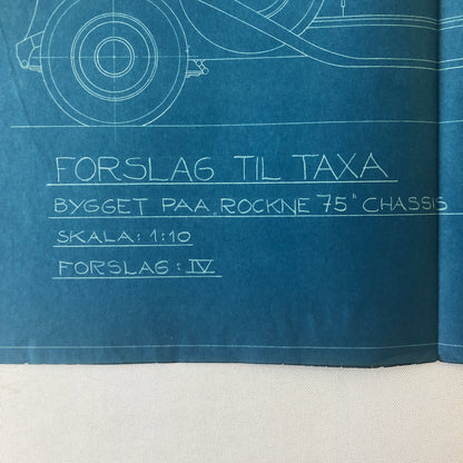 1932 Coachbuilder Car Design Blueprint Rendering Blue Print Taxi Body Style