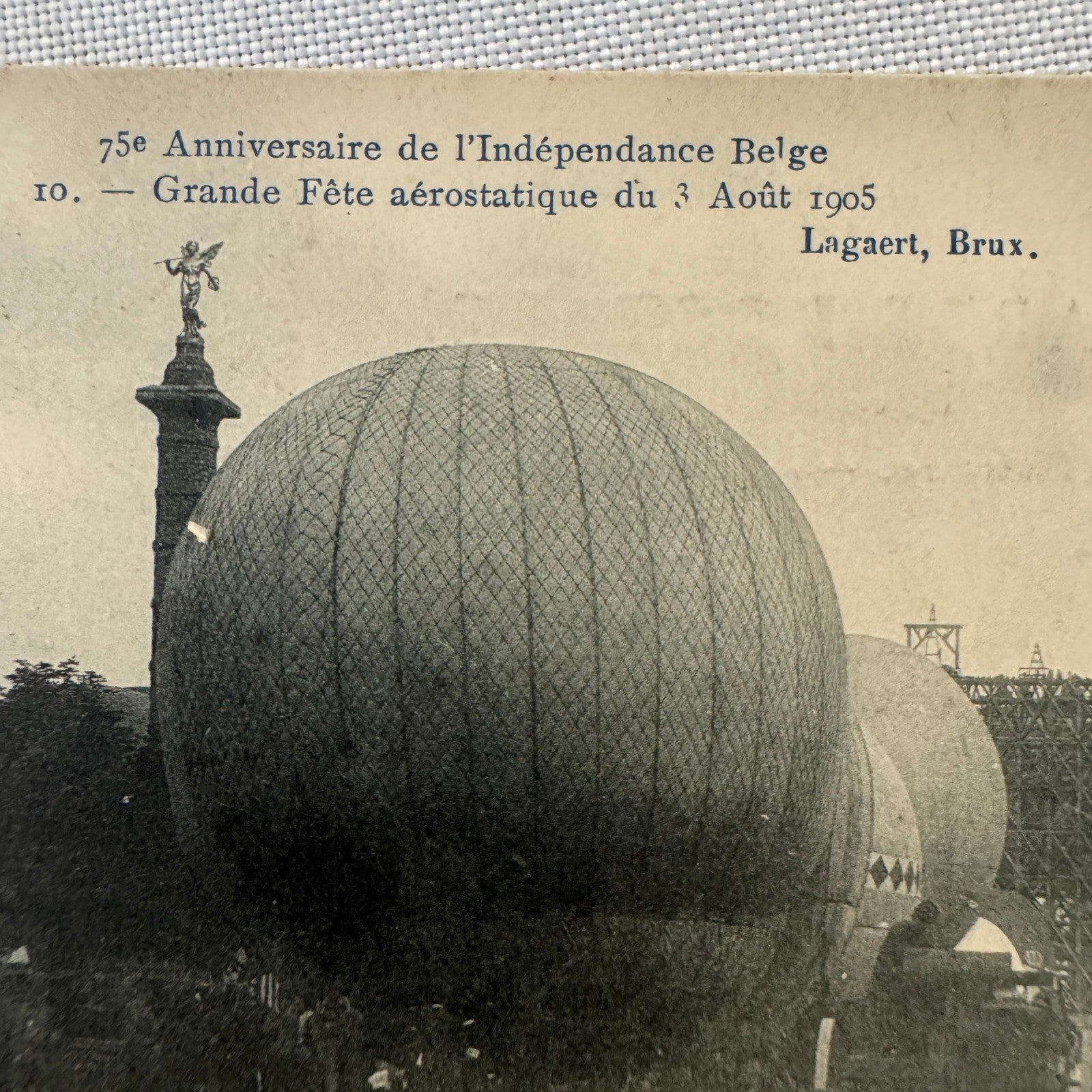 Vintage Airship Balloon Show Belgian Independence 1905 Postcard Belgium