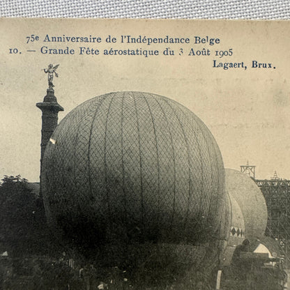 Vintage Airship Balloon Show Belgian Independence 1905 Postcard Belgium