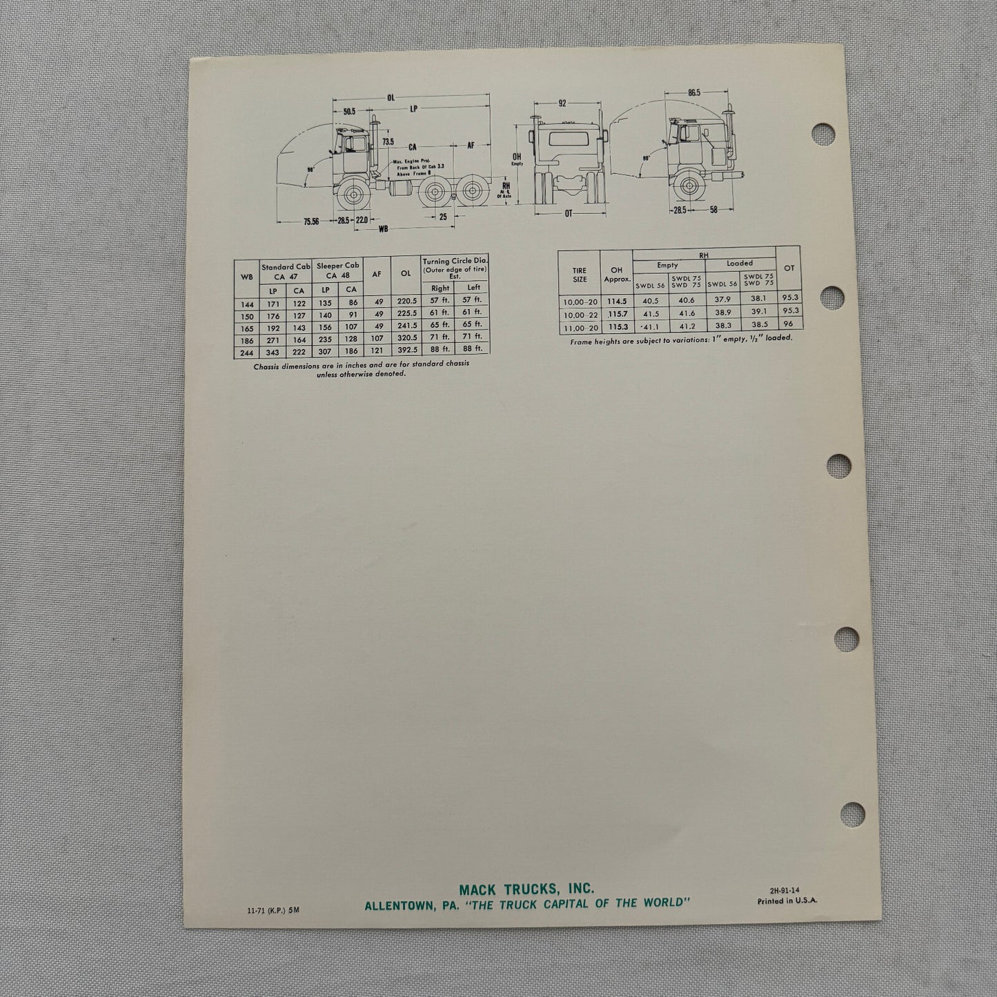 Mack Truck Model F-700LST Series Sales Brochure Catalog Mack F700 F700LST F 700