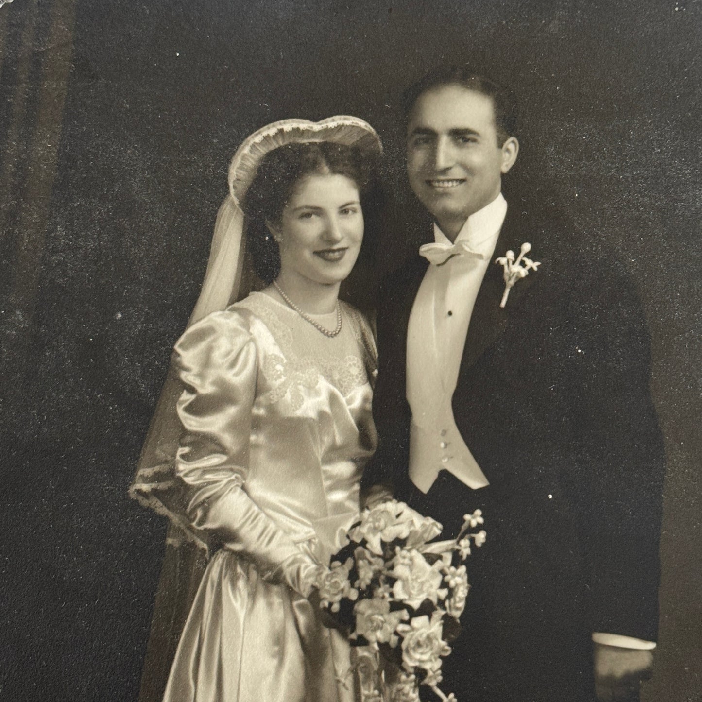 Vintage Wedding Photo Photograph Couple Wedding Dress