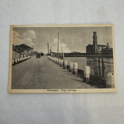 Vintage Italian Postcard Post Card Cavarzere Ponte Sull'Adige Car Automobile