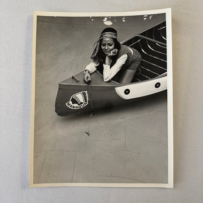 Vintage Manaqua Canoe Boat Advertising Photo with Model