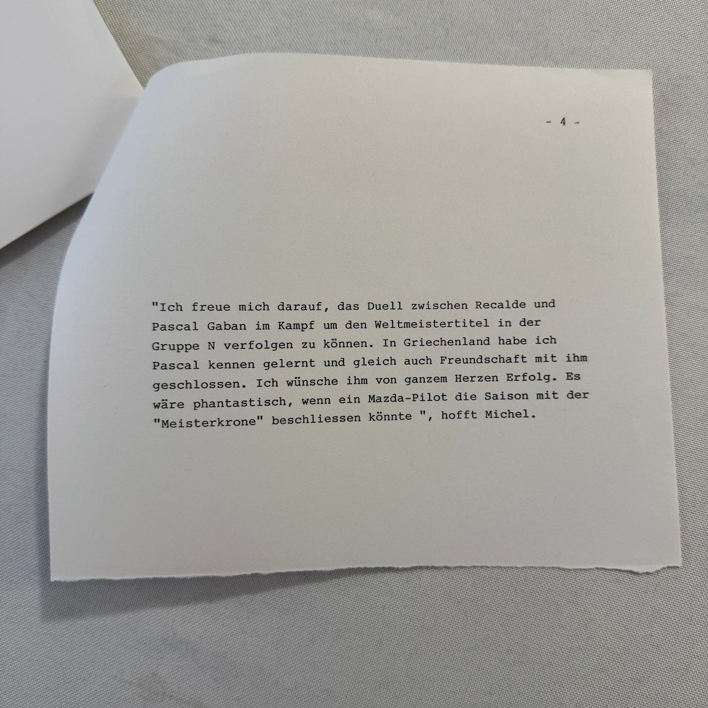 1988 Mazda Rallye Racing Press Release Document Lot 2x Mazda 323 German Text