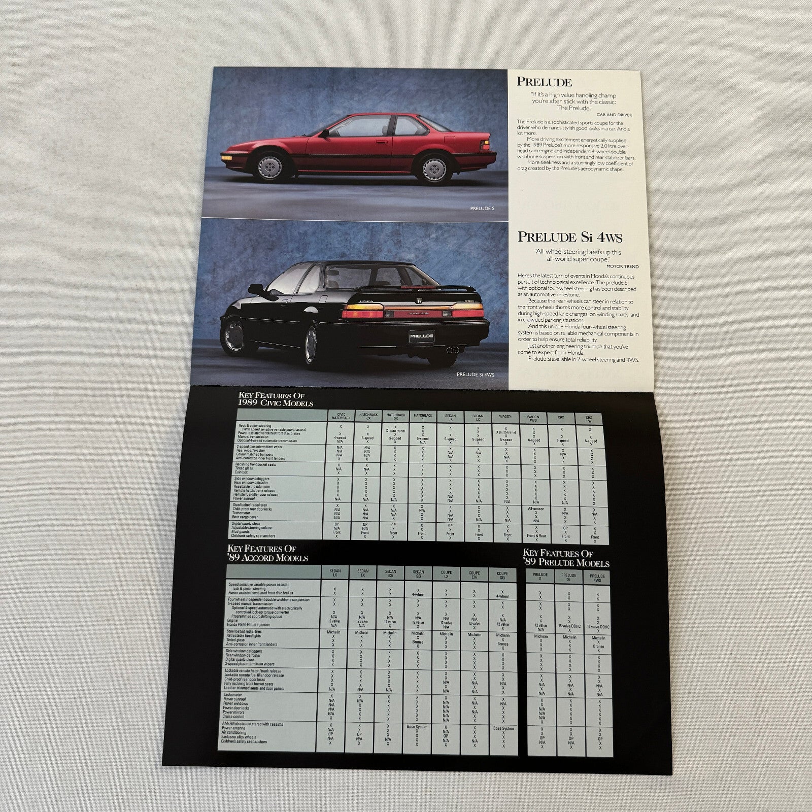 1989 Honda Sales Brochure Catalog CRX Civic Wagon Prelude Accord Coupe Canadian