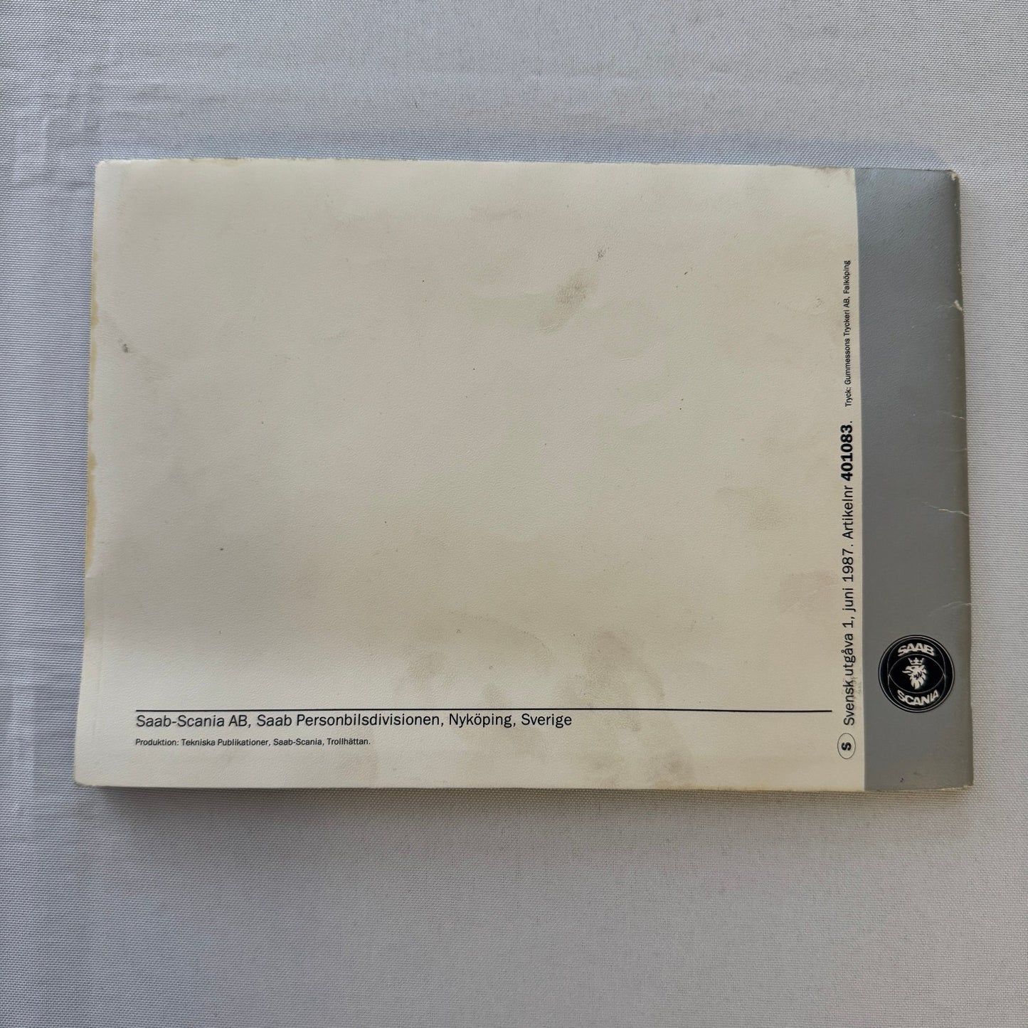 1988 Saab 900 Owners Manual Book Pouch Sedan Convertible Vintage Car SWEDISH