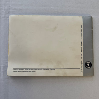 1988 Saab 900 Owners Manual Book Pouch Sedan Convertible Vintage Car SWEDISH