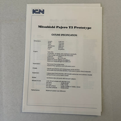 Rothmans Mitsubishi Pajero Rally Rallye Racing Press Kit 1993 Rally of Tunisia