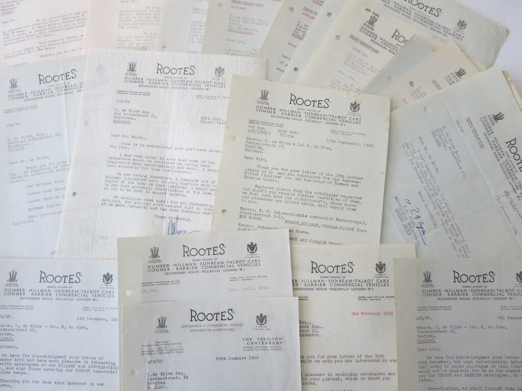 1939 - 1956 Rootes Letter Letterhead Document Lot of 21 Sunbeam Talbot Hillman +