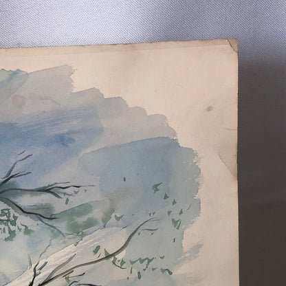 Vintage Painting Art Artwork Artist Arthur E Sudler Trees Houses