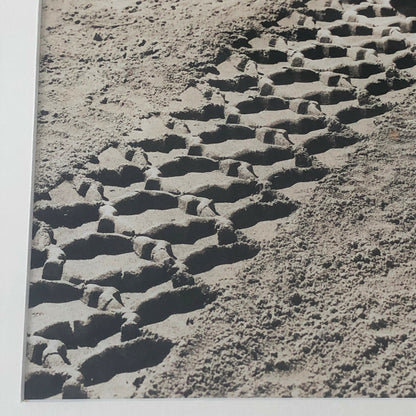 Vintage Art Photograph Automobile Tire on Sand - Possibly Advertising Framed 