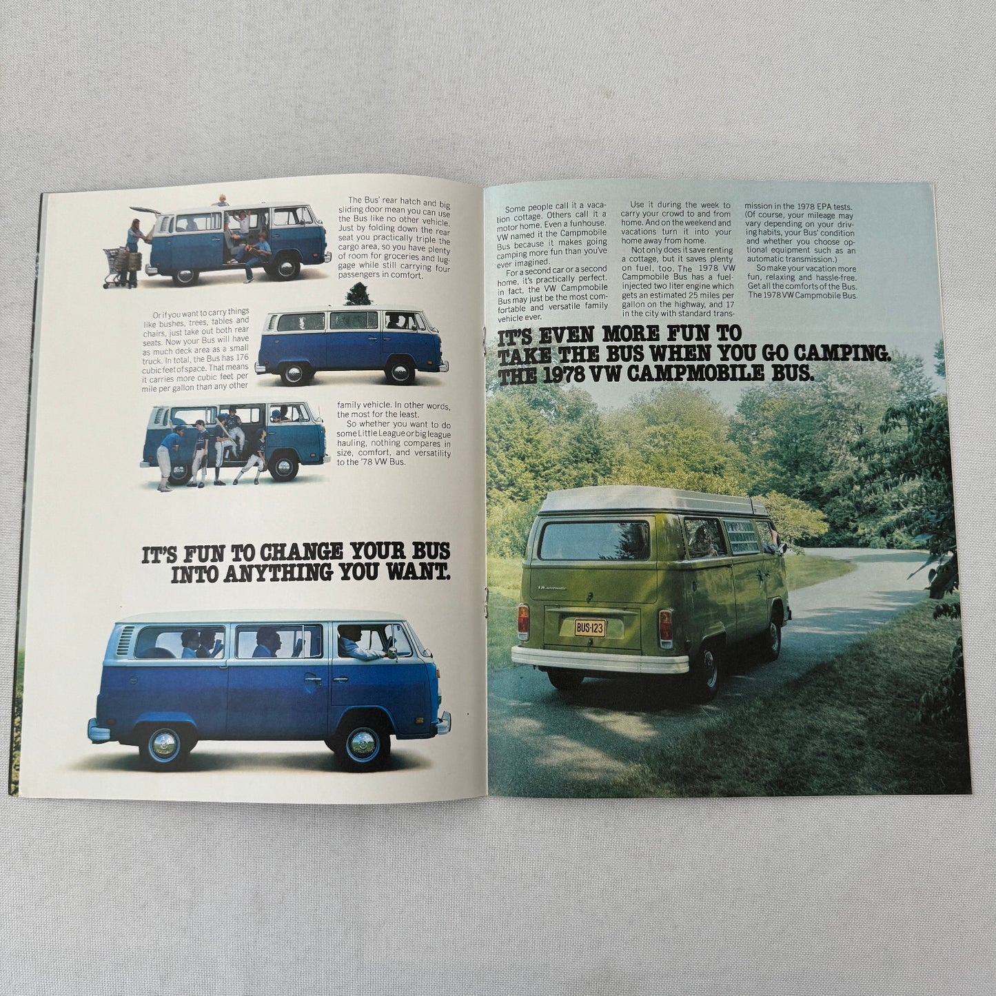 1978 Volkswagen Bus Sales Brochure Catalog Advertising VW Camper Van