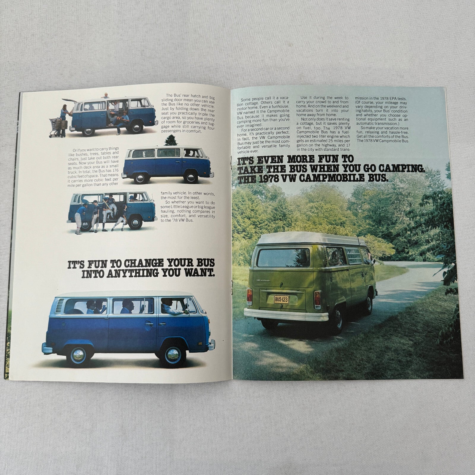1978 Volkswagen Bus Sales Brochure Catalog Advertising VW Camper Van